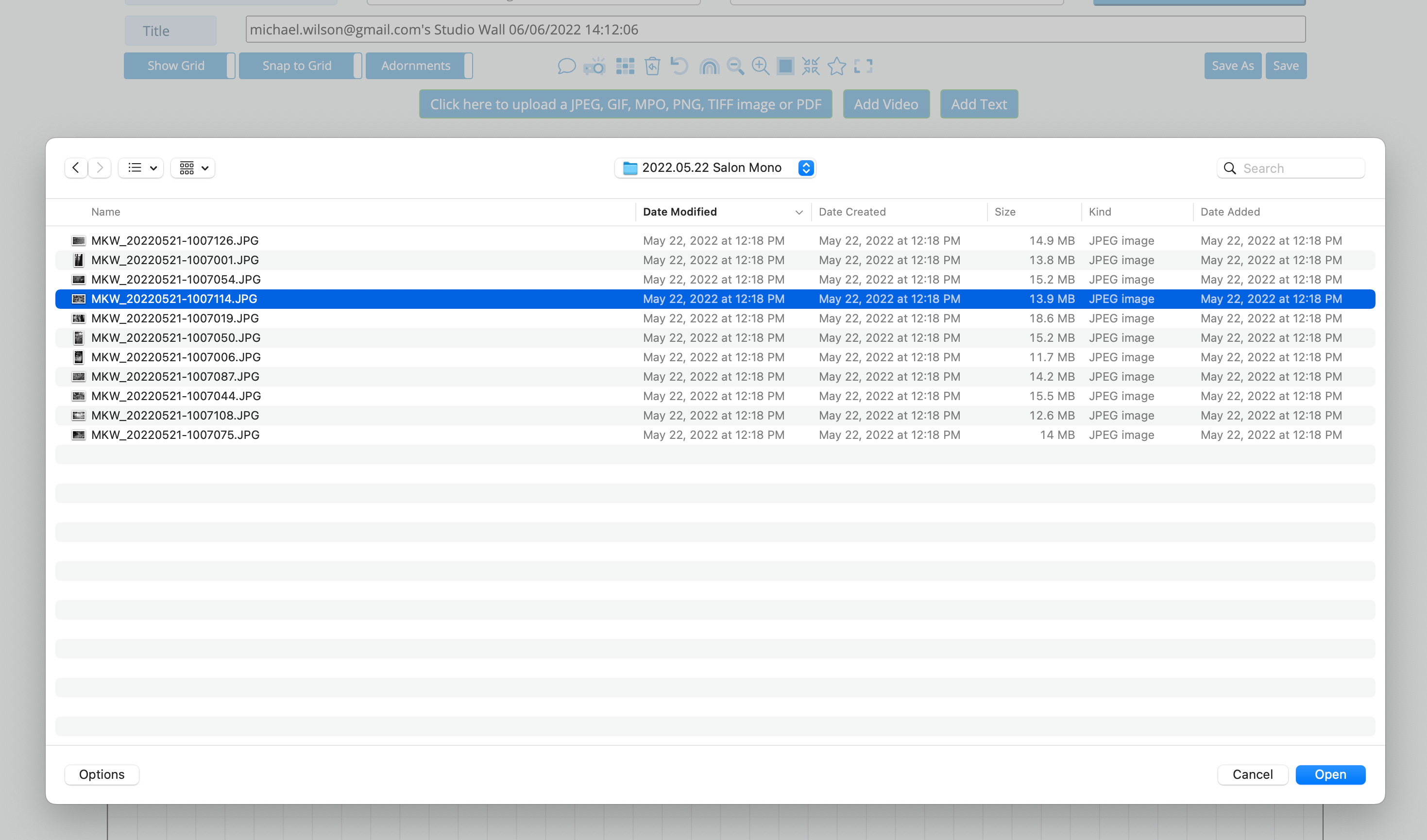 File selection dialog