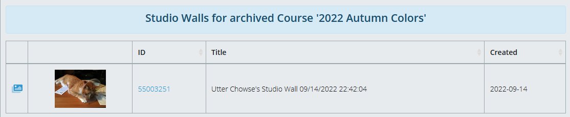 Expanded view of studio walls in archived course