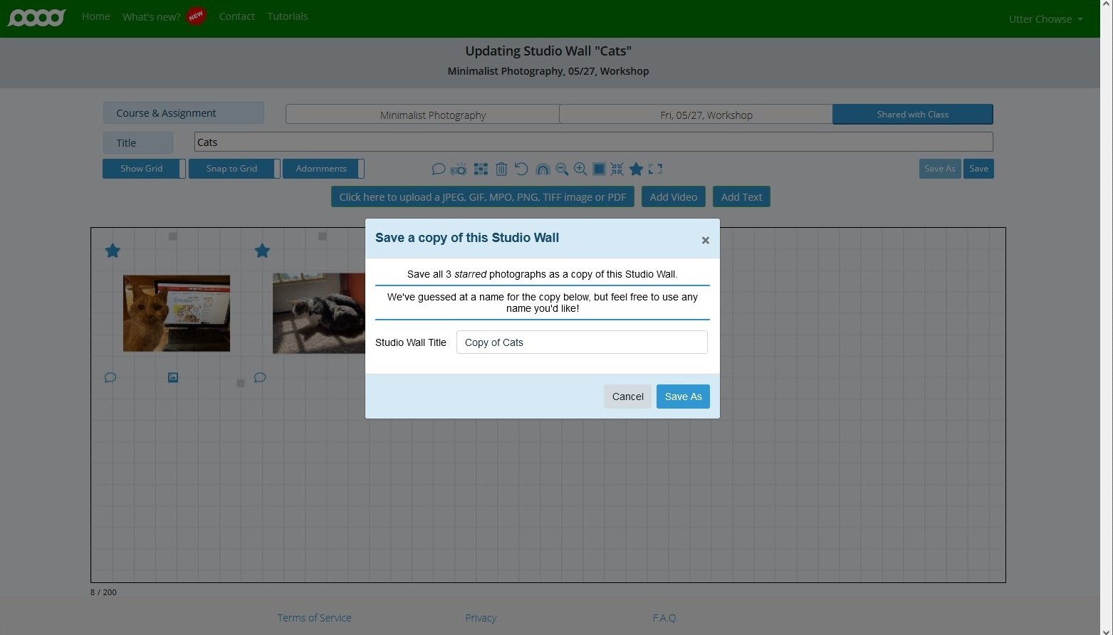 Save As dialog for starred items
